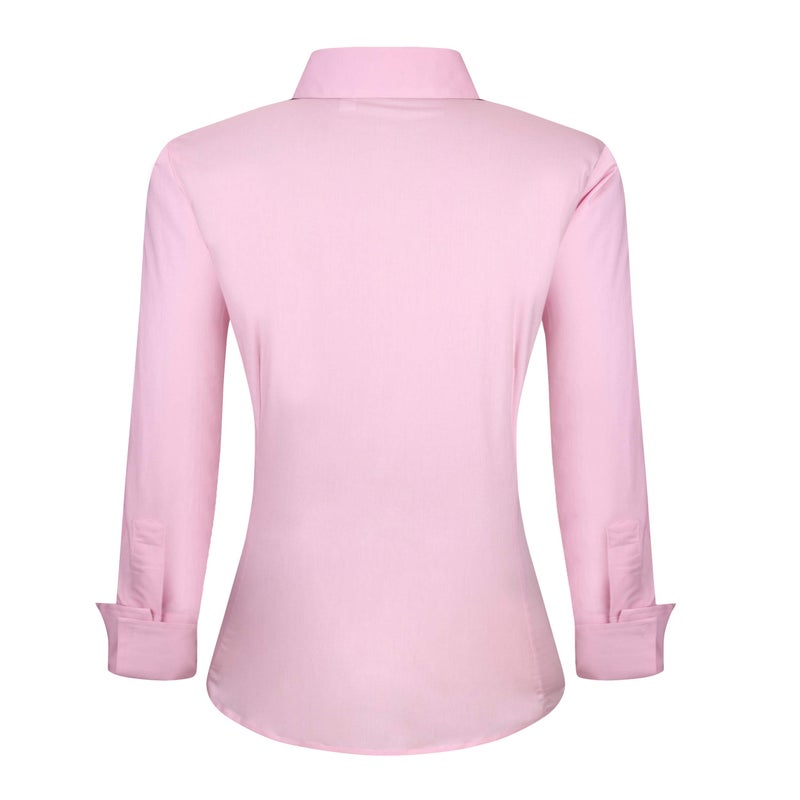 Alex Vando Womens Dress Shirts Wrinkle Free Regular Fit Long Sleeve Stretch Work Shirt,Pink,XL - Image 2